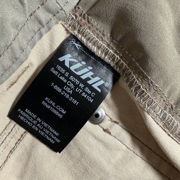 Kuhl Revolvr Hiking Pants Men Size 34x34 Vintage Patina Dye Snap Closure Beige - Picture 11 of 13